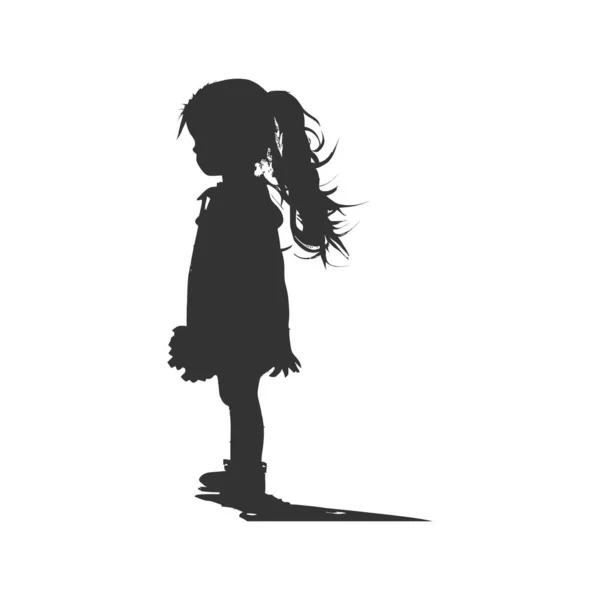 Black Silhouette Little Girl White Background Vector Illustration Design — Stock Vector