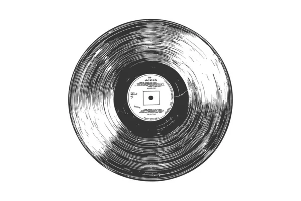 Starý Vinylový Desku Retro Ručně Kreslený Náčrt Návrh Vektorové Ilustrace — Stockový vektor
