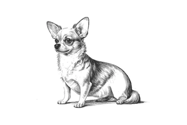 Retrato Perro Chihuahua Dibujado Mano Diseño Ilustración Vectorial — Vector de stock