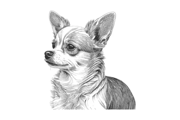 Retrato Cão Chihuahua Mão Desenhada Desenho Ilustração Vetorial —  Vetores de Stock