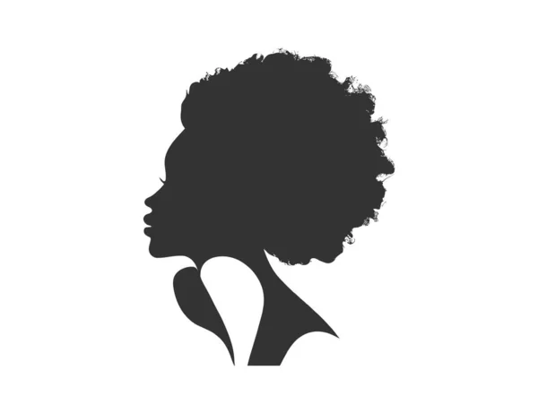 Donna Nera Con Silhouette Afro Capelli Progettazione Illustrazione Vettoriale — Vettoriale Stock