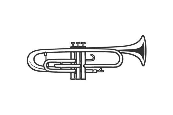 Klasik Trompet Monokromu Vektör Illüstrasyon Tasarımı — Stok Vektör