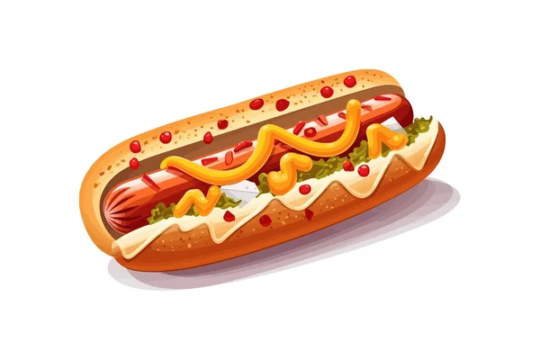 Hot Dog Perancis Desain Ilustrasi Vektor - Stok Vektor