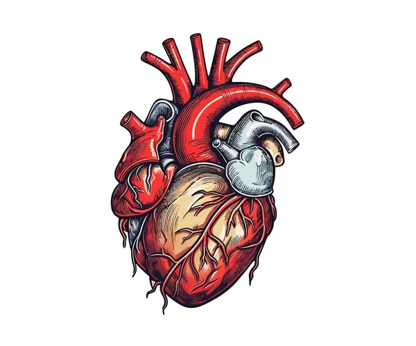 Анатомия Человеческого Сердца Векторная Иллюстрация — стоковый вектор