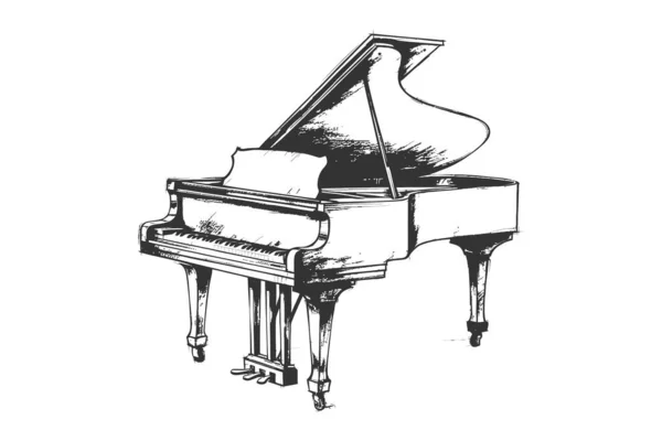 Vintage Grand Πιάνο Χέρι Σκίτσο Σχεδιασμός Εικονογράφησης Διανύσματος — Διανυσματικό Αρχείο