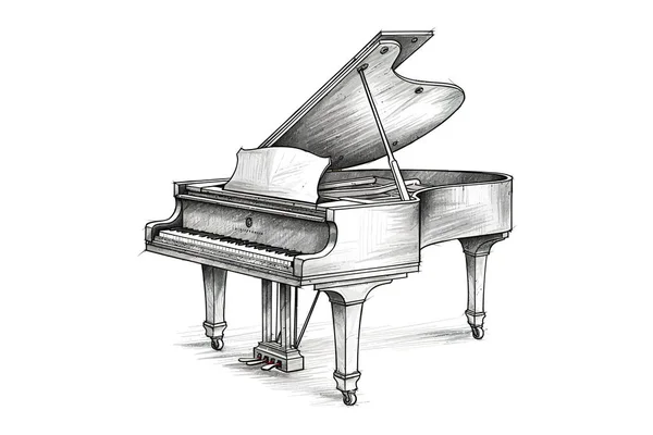 Vintage Pianoforte Coda Disegnato Mano Schizzo Progettazione Illustrazione Vettoriale — Vettoriale Stock