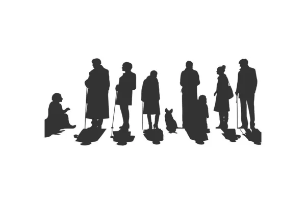 Ältere Menschen Silhouetten Silhouette Auf Weißem Hintergrund Vektor Illustrationsdesign — Stockvektor