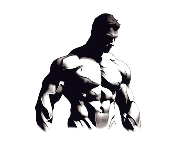 Sílhueta Homem Muscular Desenho Ilustração Vetorial —  Vetores de Stock