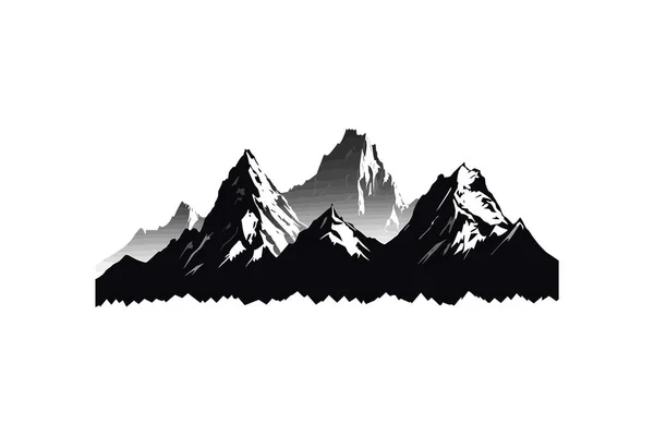 Μαύρη Σιλουέτα Βουνών Κορυφών Πανό Τοπίου Σχεδιασμός Εικονογράφησης Διανύσματος — Διανυσματικό Αρχείο