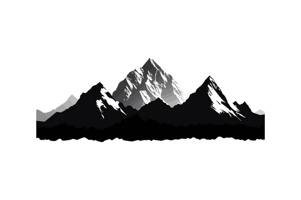 Silhouette Noire Montagnes Sommets Paysage Bannière Illustration Vectorielle — Image vectorielle