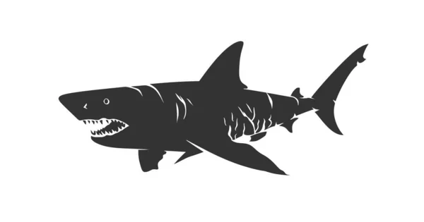Silueta Tiburón Diseño Ilustración Vectorial — Vector de stock