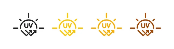 Conjunto Iconos Rayos Ultravioleta Diseño Ilustración Vectorial — Vector de stock
