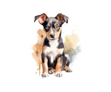 Stil suluboya çizilmiş şirin bir köpek eli. Vektör illüstrasyon tasarımı.