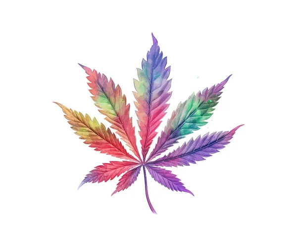 Aquarelle Feuille Cannabis Illustration Vectorielle — Image vectorielle