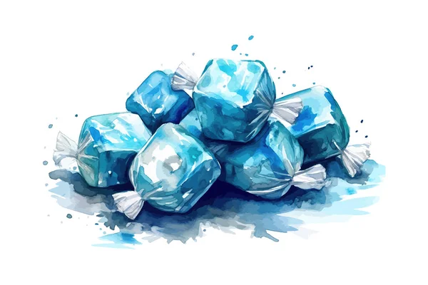 Bonbons Bleu Peinture Aquarelle Illustration Vectorielle — Image vectorielle