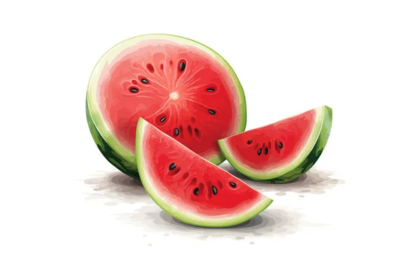 Watermeloen Snijd Ontwerp Van Vectorillustraties — Stockvector