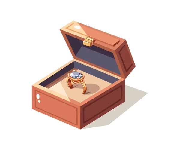 ギフトボックスの結婚指輪 ベクトルイラストデザイン — ストックベクタ