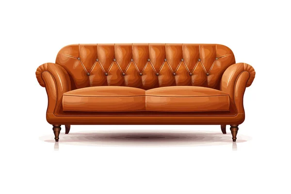 Brown Leather Sofa Vector Illustration Design — Stock Vector
