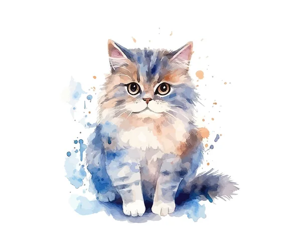 Red Cat Watercolor Vector Illustration Design — Stock Vector