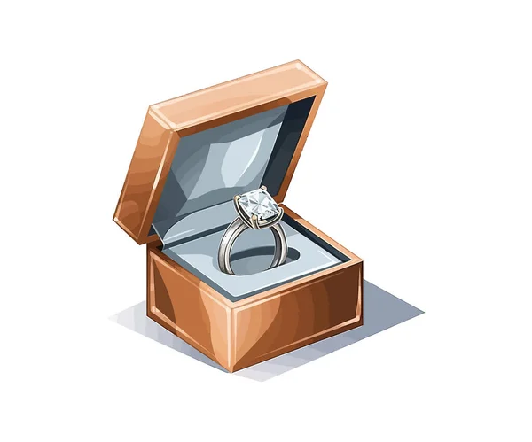 Wedding Ring Gift Box Vector Illustration Design — Stock Vector