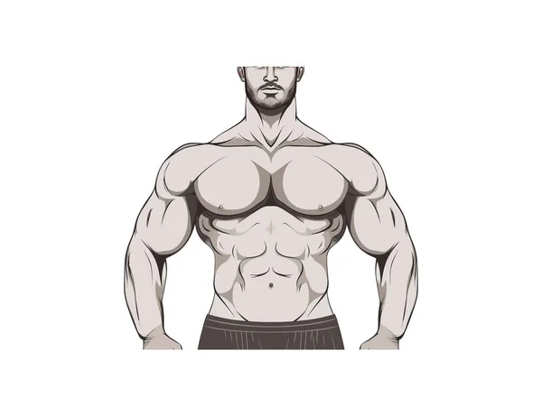 Uomo Muscolare Busto Fitness Progettazione Illustrazione Vettoriale — Vettoriale Stock