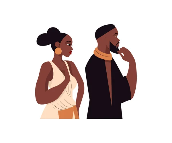 Pria Dan Wanita Afrika Desain Ilustrasi Vektor - Stok Vektor
