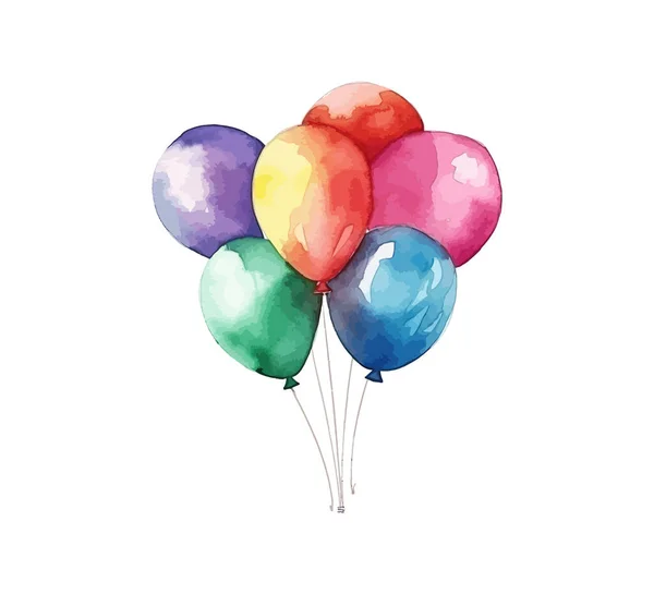 Banda Kolorowych Balonów Nadmuchiwanych Akwareli Ilustracja Wektora — Wektor stockowy