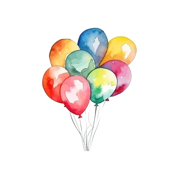 Banda Kolorowych Balonów Nadmuchiwanych Akwareli Ilustracja Wektora — Wektor stockowy