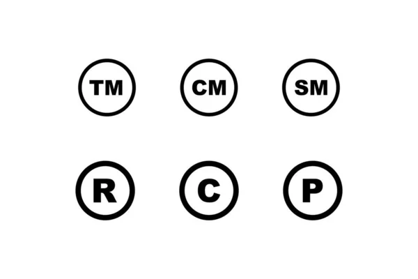 Set Simboli Del Marchio Registrato Progettazione Illustrazione Vettoriale — Vettoriale Stock