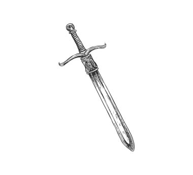Vintage sword sketch hand drawn. Vector illustration design. clipart