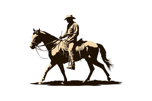 Cowboy Reitet Pferd Silhouette Vektor Illustrationsdesign — Stockvektor