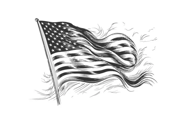 Bandeira Americana Desenho Ilustração Vetorial — Vetor de Stock