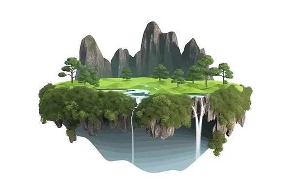 美しい景色の緑の草で飛ぶ陸 ベクトルイラストデザイン — ストックベクタ
