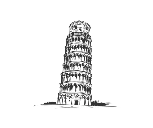 Scheve Toren Van Pisa Abstracte Hand Getekend Schets Ontwerp Van — Stockvector