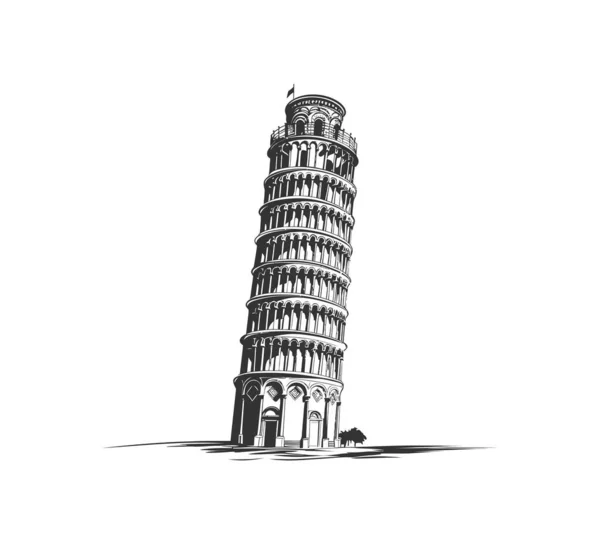 Scheve Toren Van Pisa Abstracte Hand Getekend Schets Ontwerp Van — Stockvector