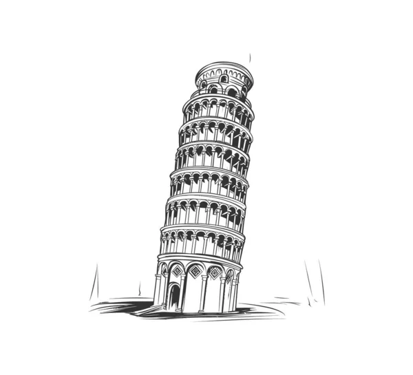 Krzywa Wieża Pisa Abstrakcyjny Szkic Ręczny Projekt Ilustracji Wektorowej — Wektor stockowy