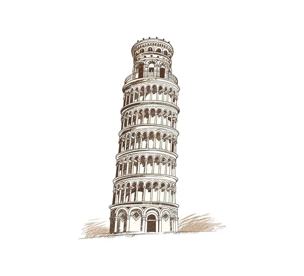 Torre Inclinada Pisa Boceto Abstracto Dibujado Mano Diseño Ilustración Vectorial — Archivo Imágenes Vectoriales