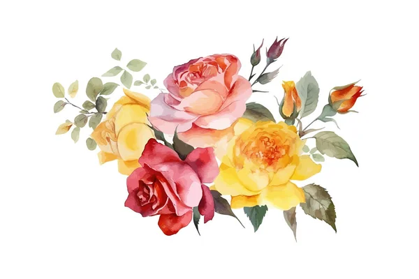 Arranjo Flores Rosa Aquarela Desenho Ilustração Vetorial — Vetor de Stock