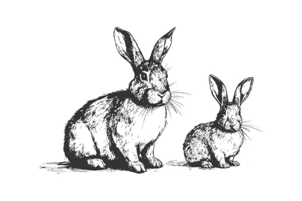 Cute Rabbit Hand Drawn Sketch Vector Illustration Design — Stock Vector