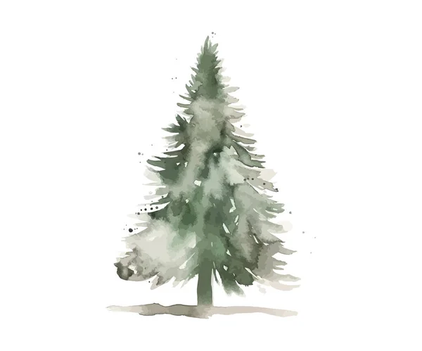 Árvore Natal Estilo Moderno Fazenda Aquarela Desenho Ilustração Vetorial — Vetor de Stock