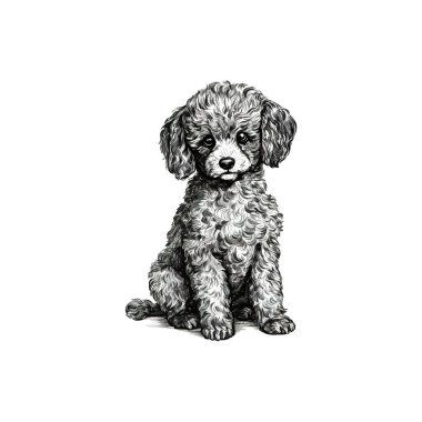 Küçük sevimli kaniş köpeği el çizimi çizimi. Vektör illüstrasyon tasarımı.