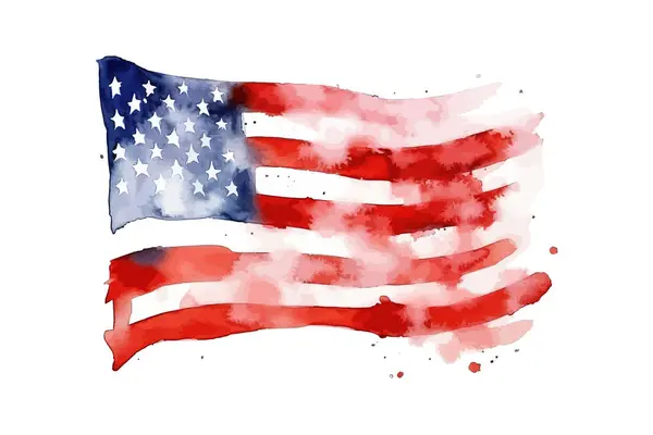 Флаг Америки Нарисованный Вручную Акварелью Векторная Иллюстрация — стоковый вектор