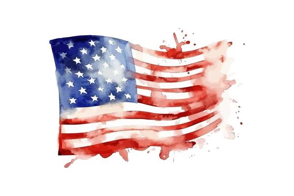 Прапор Америки Намальований Вручну Аквареллю Векторний Дизайн Ілюстрації — стоковий вектор