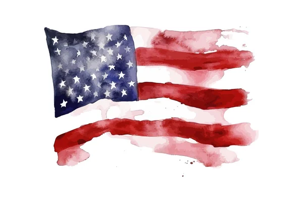 Прапор Америки Намальований Вручну Аквареллю Векторний Дизайн Ілюстрації — стоковий вектор