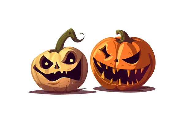 Halloweenp Abóboras Caras Assustadoras Felizes Desenho Ilustração Vetorial — Vetor de Stock