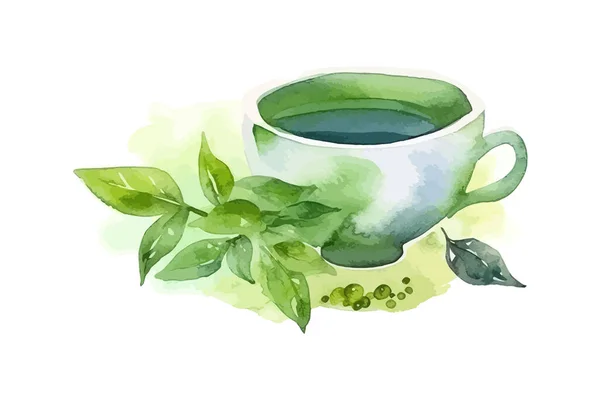 Watercolor Hand Drawn Painted Tea Vector Illustration Design — Stock Vector
