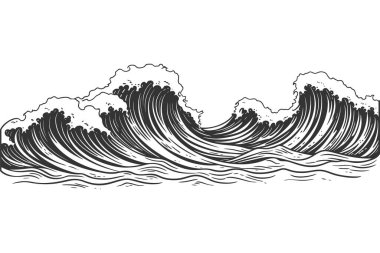 Okyanus dalgası. Vektör illüstrasyon tasarımı.
