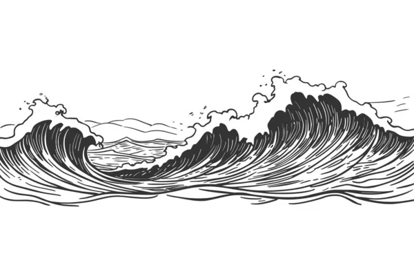 Onda Oceânica Desenho Ilustração Vetorial — Vetor de Stock