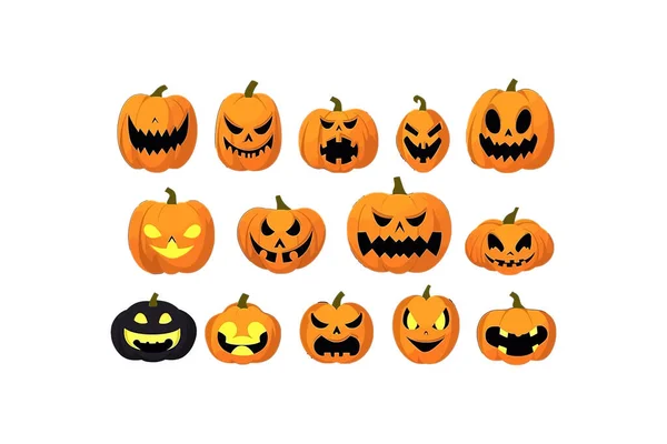 Halloweenp Tök Ijesztő Vagy Boldog Arcok Vektor Illusztrációjának Kialakítása — Stock Vector