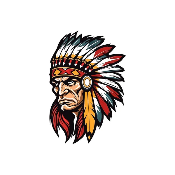 Logo Mascota Del Guerrero Apache Diseño Ilustración Vectorial — Vector de stock
